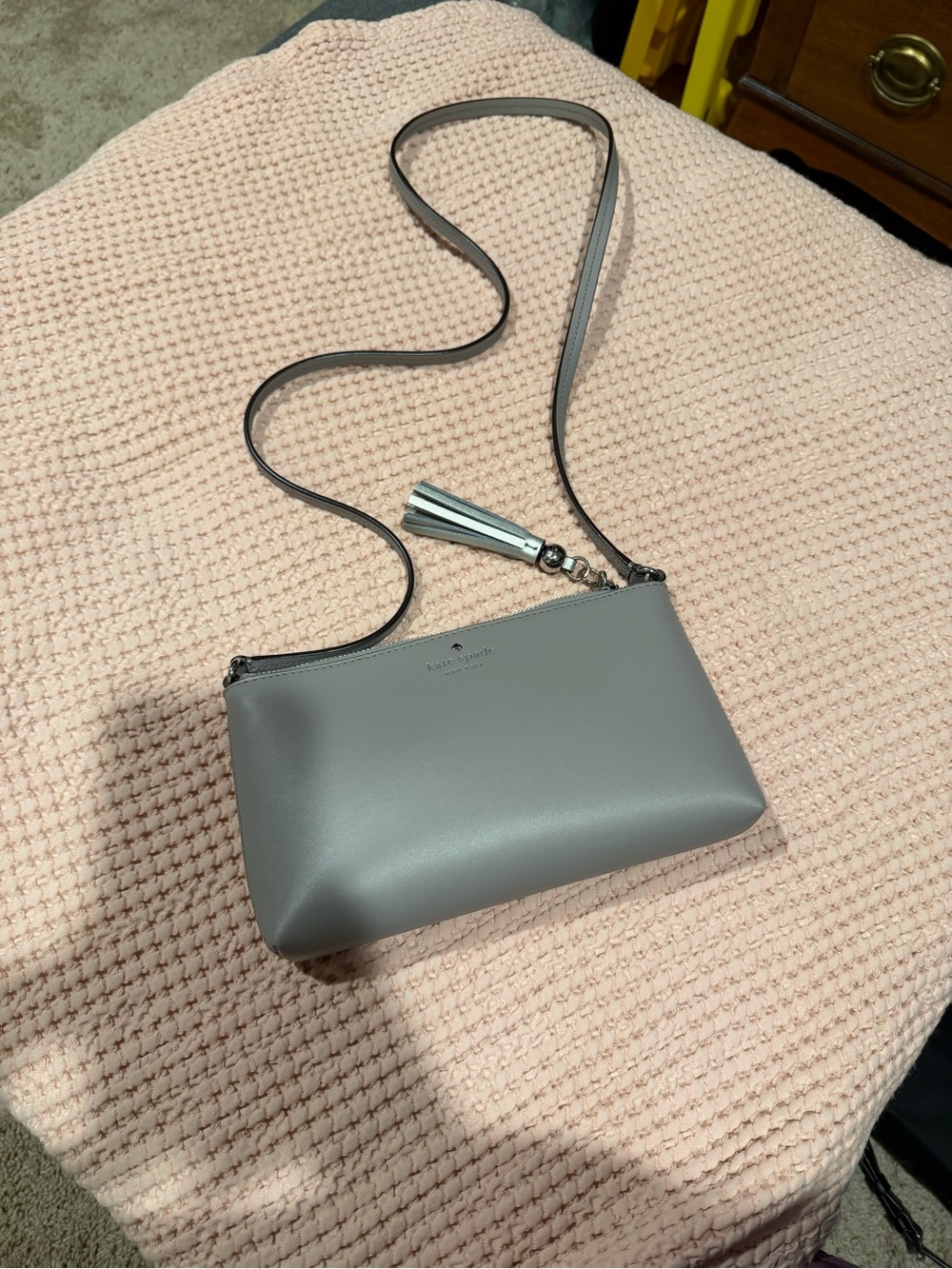 kate spade Grey Leather Crossbody with Tassel